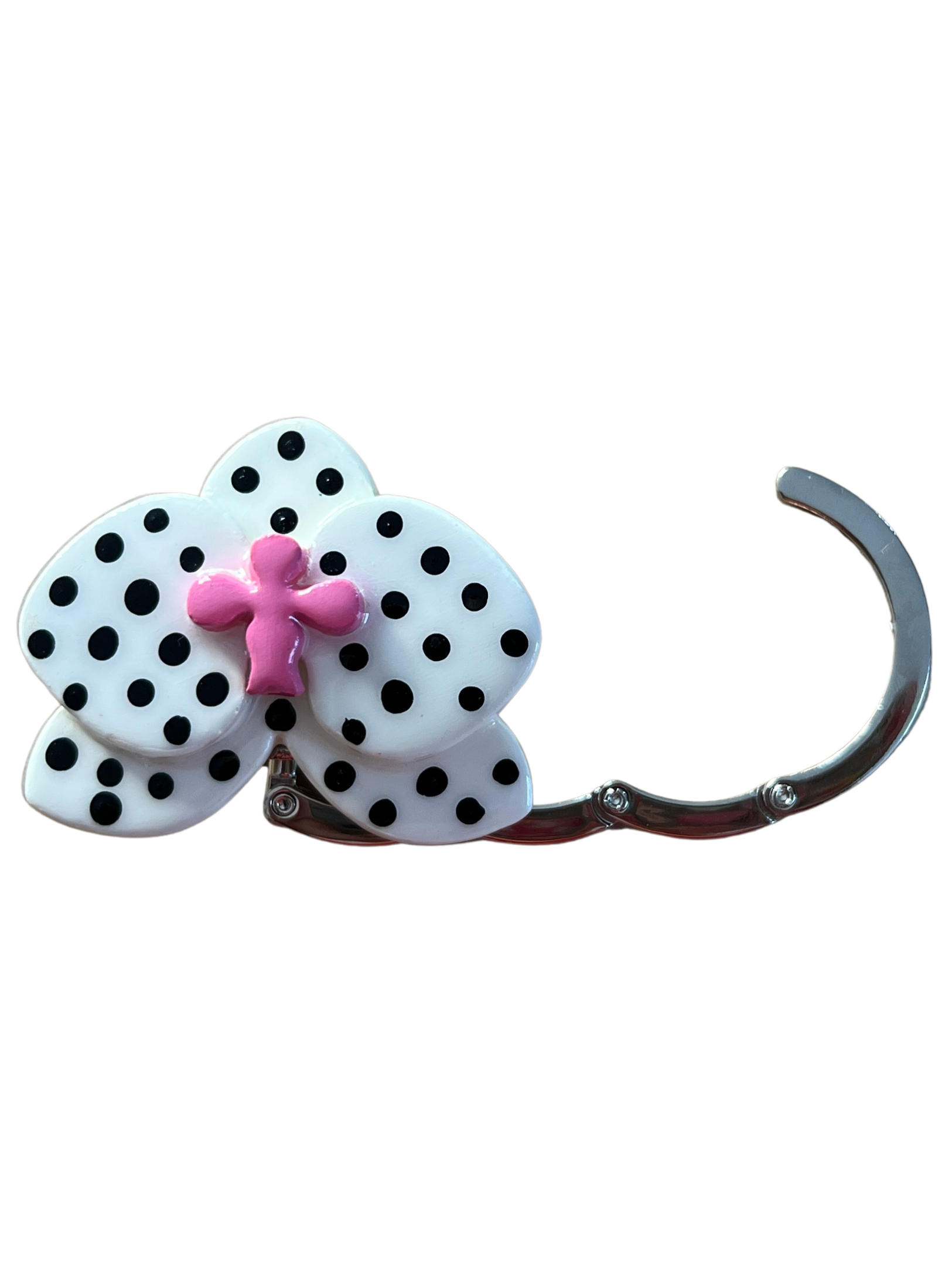 Bloom Purse Hook in B&W Polka