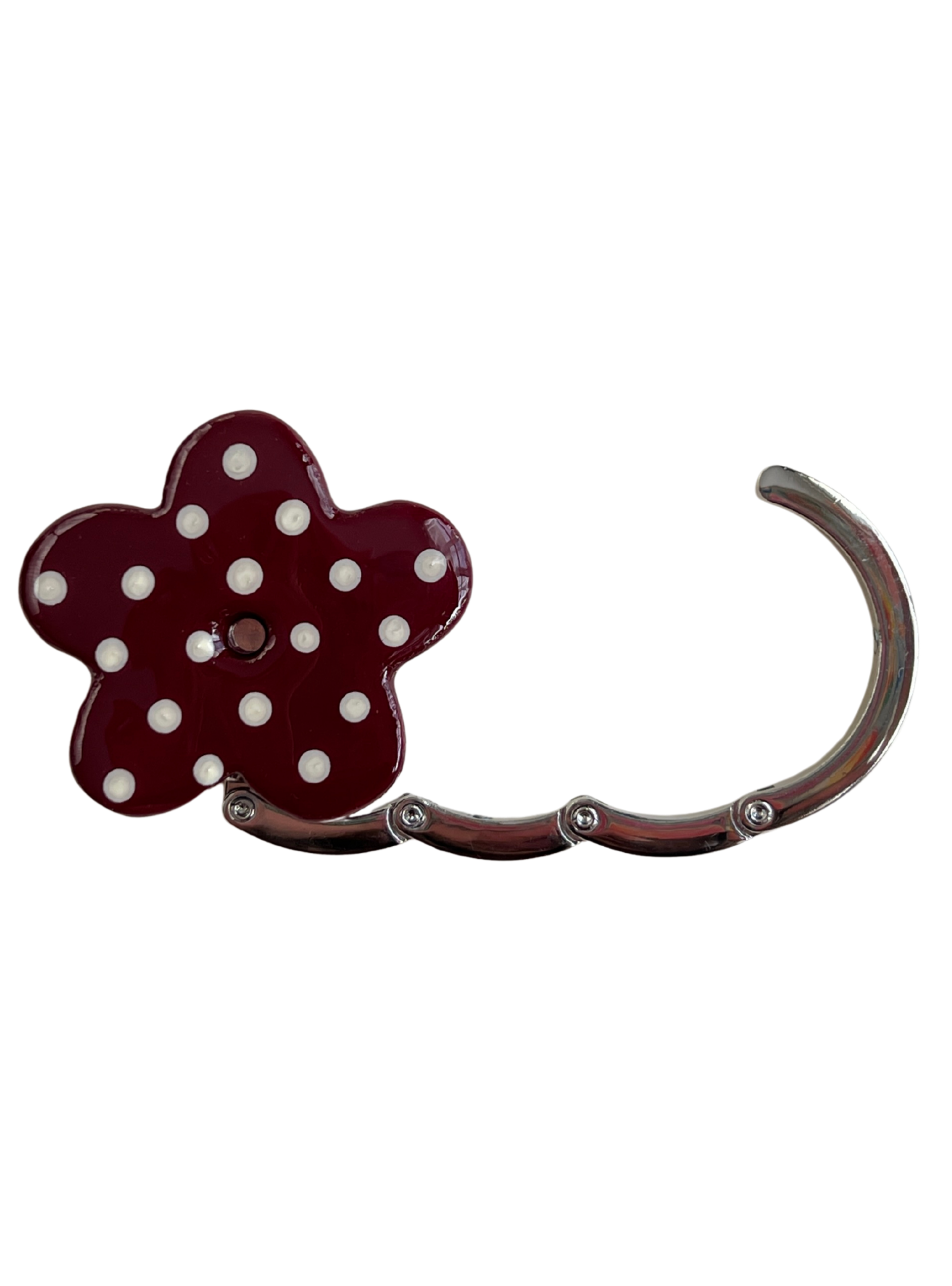Purse Hook in Bordeaux Polka